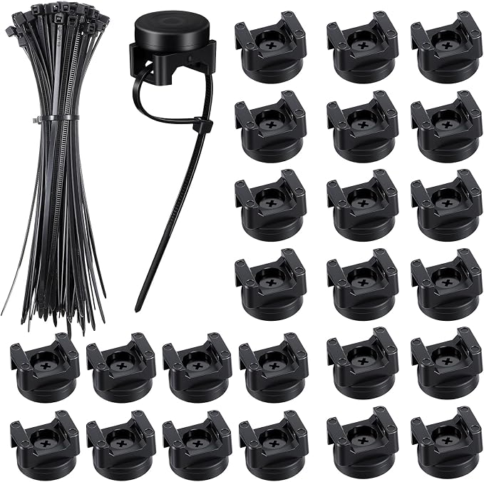 Molain Magnetic Zip Tie Mounts, 24Pcs Magnetic Clips with 100Pcs Magnetics Cable Ties, Heavy Duty Magnetics Wire Holder for Cable Management