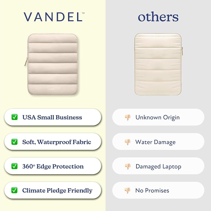 Vandel - The Original Puffy iPad Sleeve 9-11 Inch Tablet Sleeve, Beige i Pad Case for Women and Men, Cute iPad Air Pouch, 9 10 Inch, 11 Inch Bag