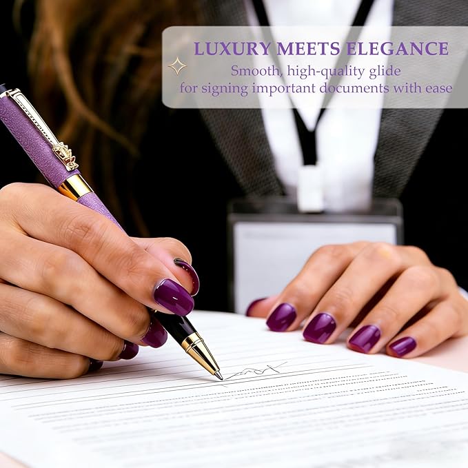 Luxury Pen,Best Luxury Ball Pen Gift Set for Women,Black Ink Fancy Pen Refillable for Executive Office,Professional,pretty pens,cool pens,Nice cute Designer Pen (Purple)