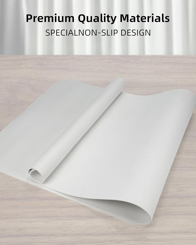 AFIING Large Desk Mat 55" x 24" - PU Leather Desk Pad Protector, Waterproof Non-Slip Extended Mouse Pad for Office Desk, Keyboard, Laptop and Home Workspace (Ivory White)