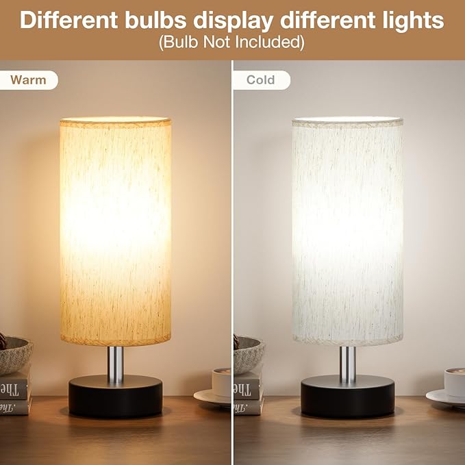 PartageiZ Small Table Lamp for Bedroom - Bedside Lamps for Night Stands, Minimalist Nightstand Light Lamp, Desk Lamps for Living Room, Office, Dorm