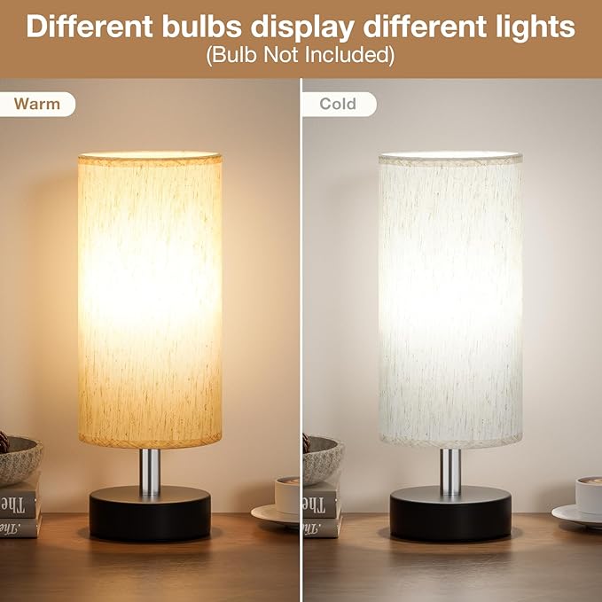 PartageiZ Small Table Lamp for Bedroom Set of 2 - Bedside Lamps for Night Stands, Minimalist Nightstand Light Lamp, Desk Lamps for Reading Room, Kids Room, Living Room, Office, Dorm