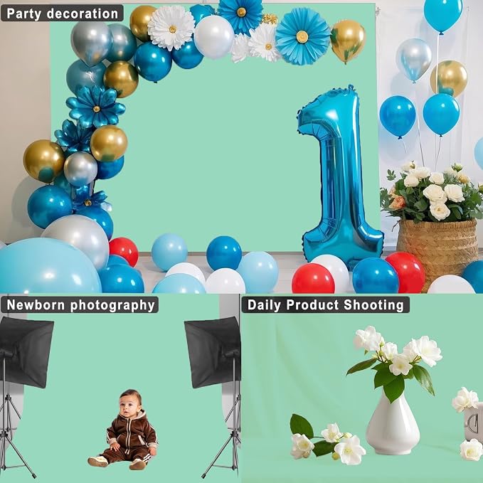 MintGreen Backdrop for Photoshoot Professional Photo Backdrop Background Curtain for Product Photography Portraits Wedding Party Live Streaming Video Recording 7X10 FT