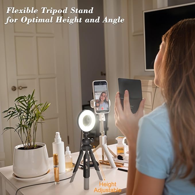 Ring Light with Tripod and Clamp, [3 Color, 5 Brightness & Timer] USB Plug Clip On Lights for Laptop Working Distance Learning Zoom Call Self Broadcasting Live Streaming Video Conference Lighting