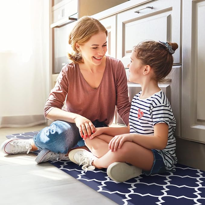 WISELIFE Kitchen Runner Rugs Anti-Fatigue mats,17.3"x 60",Non Slip Waterproof Ergonomic Comfort Mat for Kitchen, Floor Home, Office, Sink, Laundry,Blue