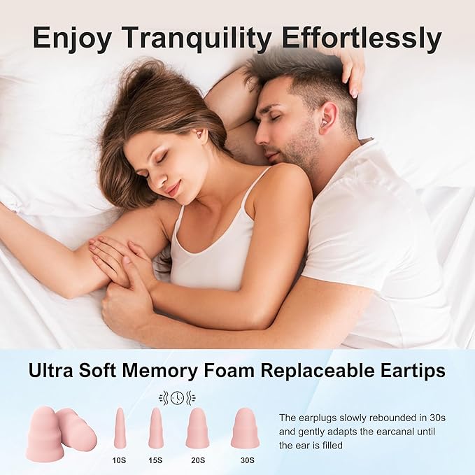Ear Plugs for Sleeping, Reusable Silicone Ear Plugs for Sleeping Noise Cancelling, 30-35dB Noise Reduction Earplugs for Noise Sensitivity, Sleep, Snore, Travel, Focus