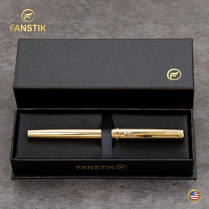 Gold Luxury fountain pen, fancy gift set for women, Real 24K Gold Plating, Professional executive pen gift set for men (Lux fountain Gld)