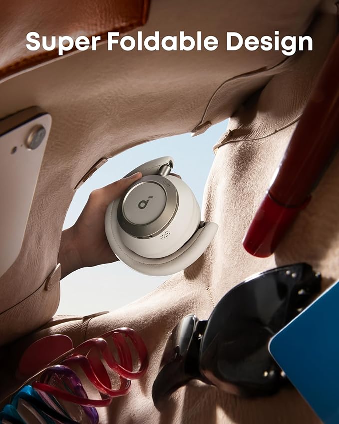 Soundcore Space One Pro, FlexiCurve Over-Ear Headphone, Adaptive Active Noise Cancelling Headphones Driven by 6 Mics, 60H Lossless Audio, Ultra-Fast Charging, Hi-Res Wireless, Comfortable Fit