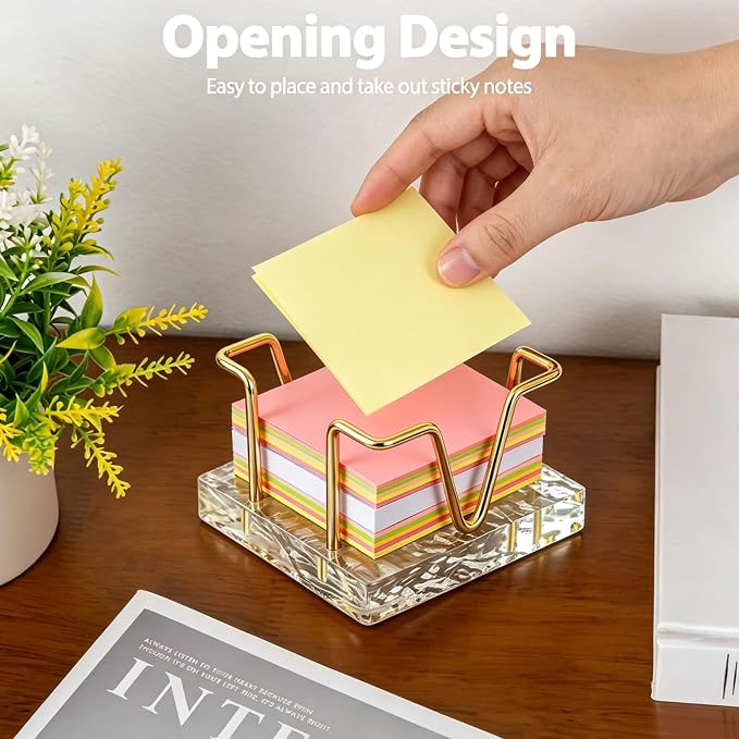 Sticky Note Holder, 3 x 3 inch Self Stick Note Pad Holder, Post It Note Dispenser Desk Accessories for School and Office Desk Organizer
