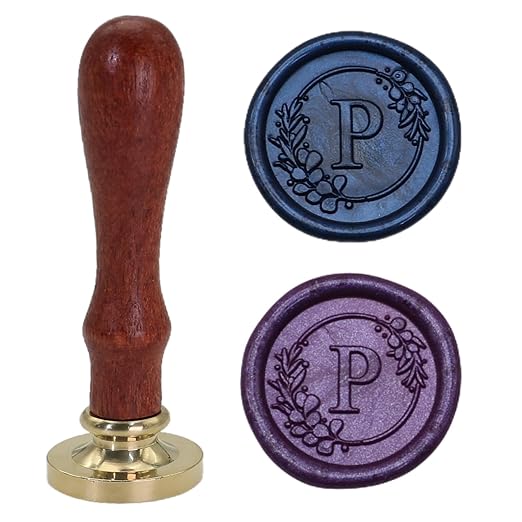 Initial Alphabet Wax Seal Stamp Set, Retro Letter P Sealing Stamp with 150Pcs Sealing Wax Beads in 5 Color, Melt Non Stick Spoon Pen Kit for Wedding and Christmas (P)
