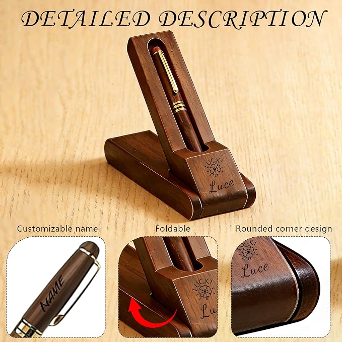 Personalized Ballpoint Engraved Pen with Name Engraved, Elegant Executive Gift for Men Women Boss Teacher Coworker Father's Day Birthday Anniversary (Walnut color)