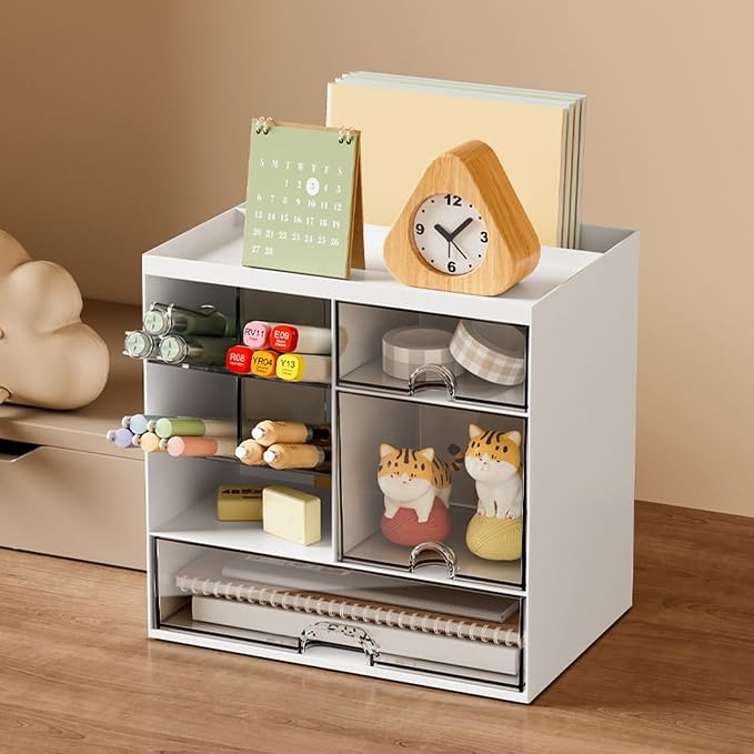 Desk Organizers with Drawers Pen Holders Multifunctional Desktop Organizers Makeup Organizers Office School Supplies