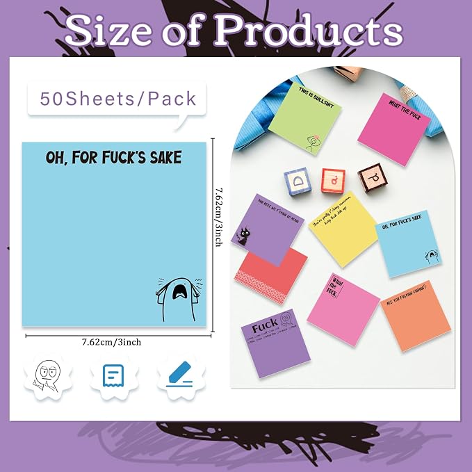 Funny Sticky Notes Gifts - 9 Pack Colorful Funny Notepads 3x3 Inch Office Gifts for Coworkers, are You Kidding Work Gag Self-Stick Memo Pads Office Supplies 450 Sheets