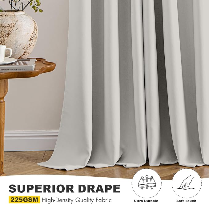 MIULEE Blackout Curtains for Bedroom Living Room 2 Panels, Thermal Insulated Room Darkening Drapes Grommet Noise Reducing Light Blocking Window Treatments 45 Inches Long 40x45 Inch Natural White