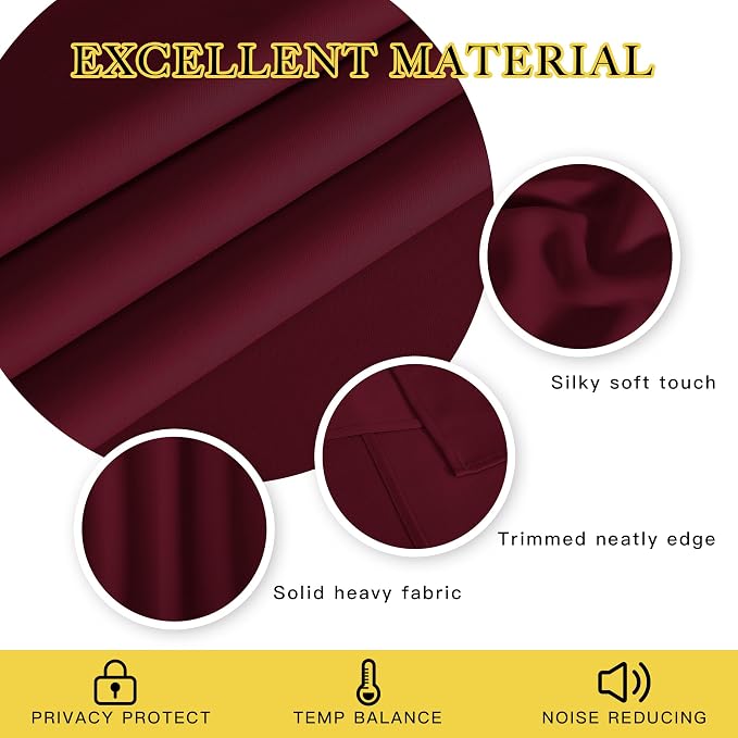 NICETOWN Blackout Room Divider Curtains 84 inch Length, Grommet Energy Saving Thermal Drapes Sound Reducing Window Treatments for Living Room/Bedroom, W100 x L84, 1 Panel, Wine Red