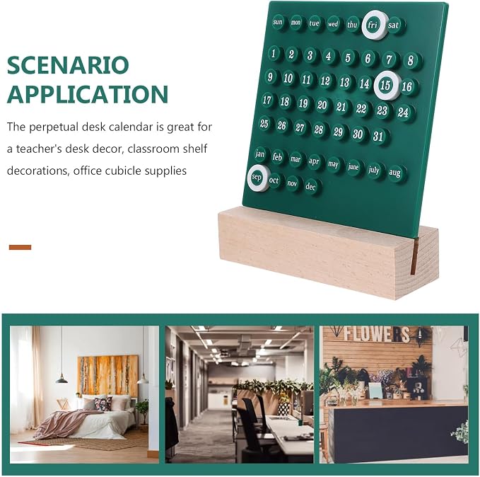 Perpetual Desk Calendar with Acrylic and Base Kawaii Date Display Blocks Smooth Edges Monthly and Daily Flip for Office Classroom Home Decor Accessories