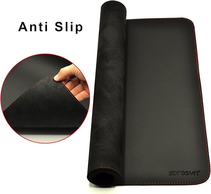 ZORESYN 63.0"x31.5" PU Leather Desk Pad Protector, Large Mouse Pad, Executive Computer Office Desk Mat, Non-Slip Waterproof Desk Writing Pad for Office and Home (Black)