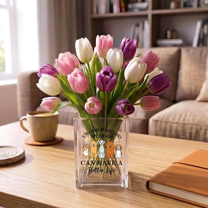 zcyhtqp, I Work Hard So My Dogs Can Have A Better Life, Funny Acrylic Cosmetic Pencil Pen Holder Cup, Dog Lover Desk Organizer, Office Work Gifts for Family Friend Coworker Leader