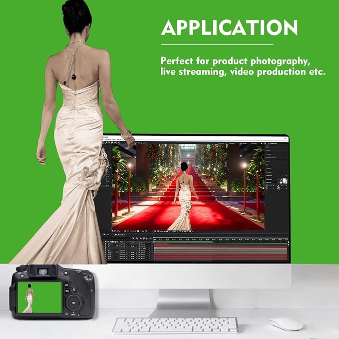 Green Screen Backdrop, Product Photo Backdrop for Photoshoot, Photography Background for Streaming Video Studio 5FTx7FT