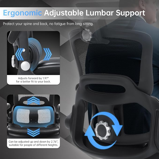 Big and Tall Office Chair 500lbs Heavy Duty Computer Desk Chair with Lumbar Support, Ergonomic Executive Office Chair with 3D Armrest and Wide Comfy Seat, Wheels for Adult