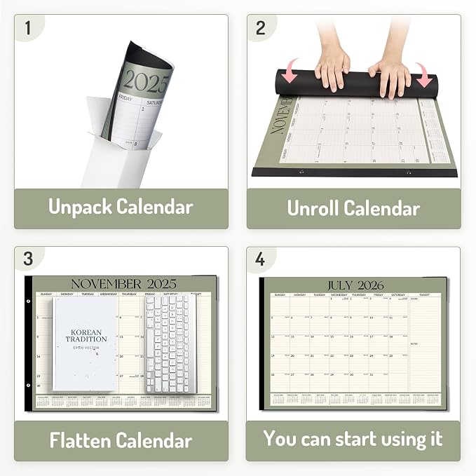 Forvencer Desk Calendar 2026-2027, 20 Months Calendar Runs from May 2026 to December 2027, 22" x 17" Large 2026 Desk Calendar Monthly Planner with Plastic Cover for Home School Office, Blue
