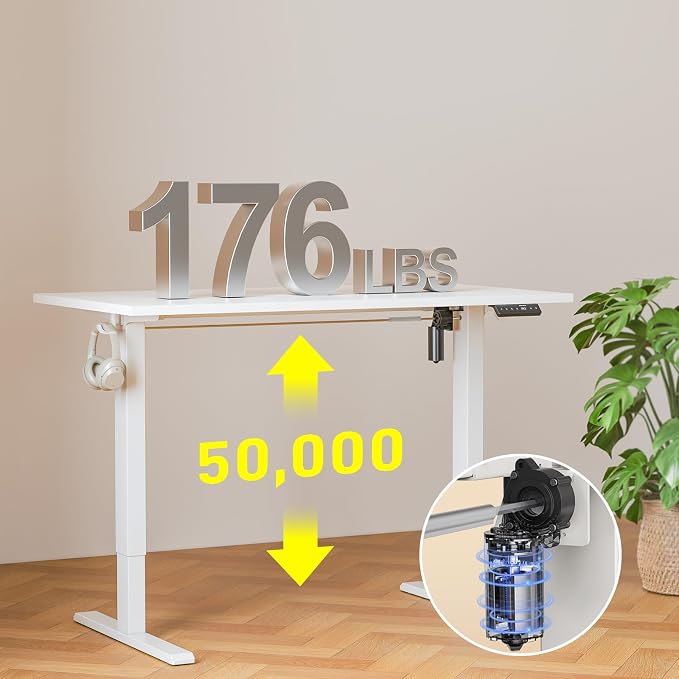 WALKINGDESK 40x24 Inches Whole Piece Electric Standing Desk, Seamless One Piece Height Adjustable Sit to Stand up Desk for Home Office, Ergonomic Computer Workstation, White