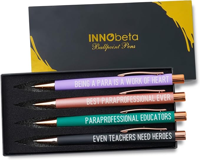 InnoBeta Paraprofessional Appreciation Gifts, Gifts for Teacher Paraprofessional, Ballpoint Pen Set of 4, Idea for Paraprofessional on Appreciation Day and Christmas