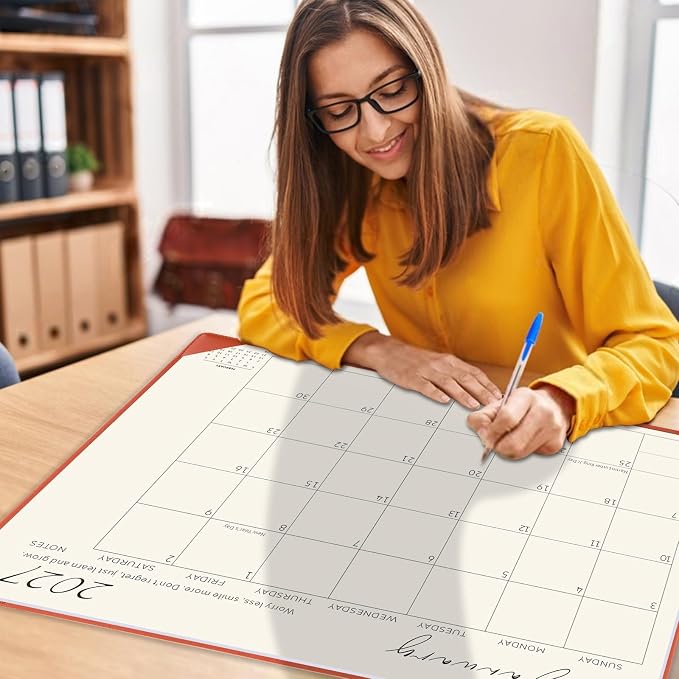 Gannyfer Large Desk Calendar 2026-2027 with Desktop Mat, Simplified 22" x 17" Desktop Pad Calendar, 18 Month Table Calendar from Jul 2026 to Dec 2027 (Orange Color)