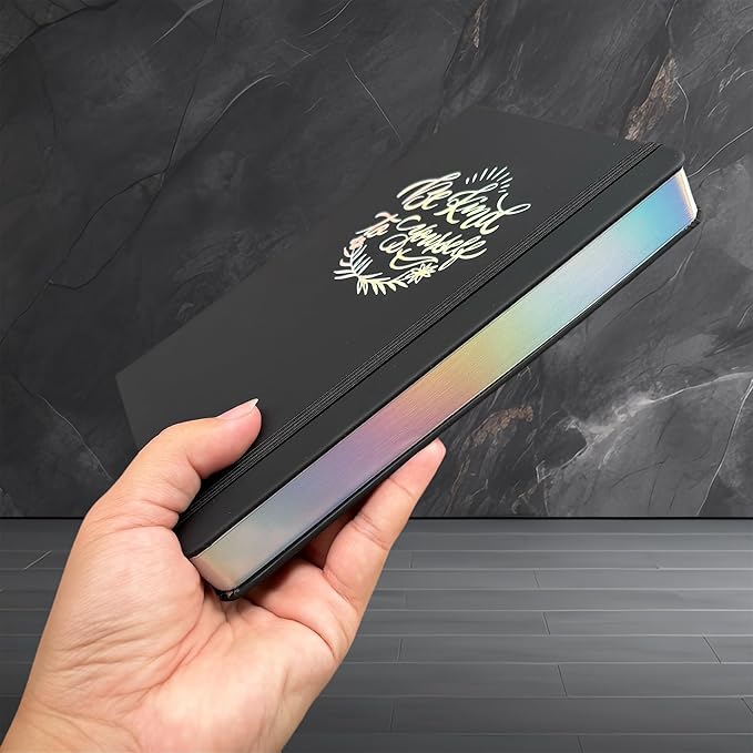 BUKE Dotted Notebook Journal 180GSM Bamboo Thick White Paper 160 Pages 5 * 5MM Dot Grid, Lay Flat Binding,Colored Silver Edges, Bookmarks and Expandable Back Pocket (BKP-8)