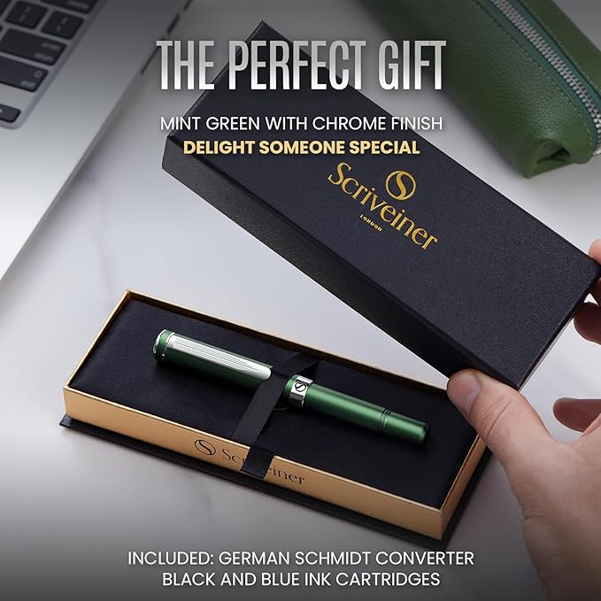 Green Matt EDC Fountain Pen - Fine Nib by Scriveiner