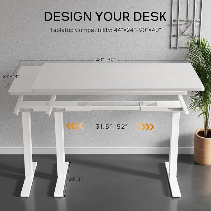 Dual Motor Standing Desk Frame with 330 lbs, Electric Adjustable Legs, Compatible Desktop Size 40″-90″, 3 Memory Height Settings Stand up Desks Frame Workstation, Black Frame Only