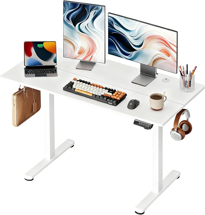 DEVAISE 48 Inch Standing Desk with Split Top, Ergonomic Computer Desk, White