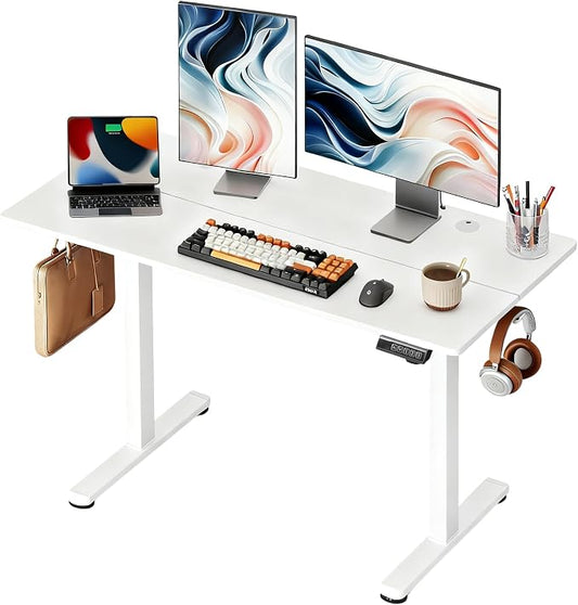 DEVAISE 48 Inch Standing Desk with Split Top, Ergonomic Computer Desk, White