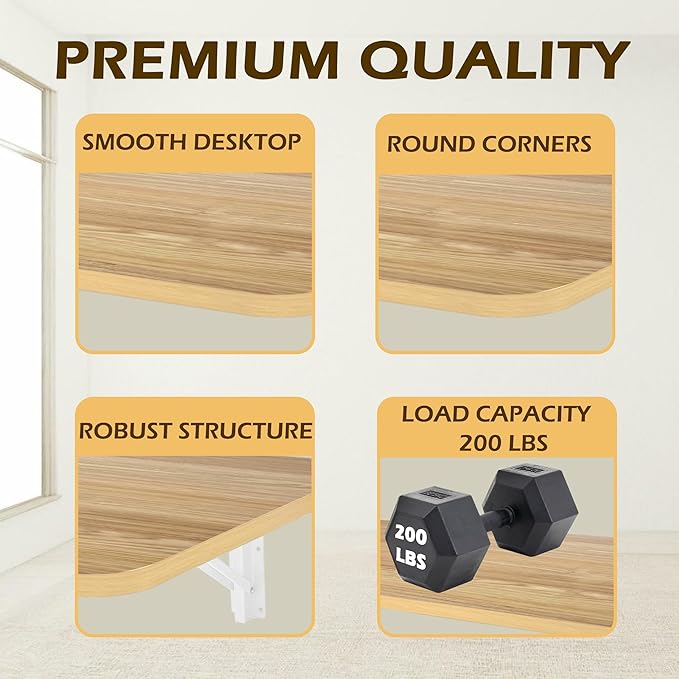 Laundry Folding Table, 32'' x 16'' Wooden Wall Mount Desk, Laundry Table for Folding Clothes, Oak Color, 32'' Length