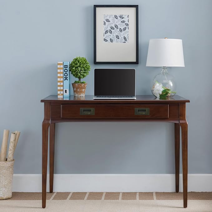 Leick Home Stratus Home Office Desk, Solid Wood, Drop-Front Keyboard Drawer, Easy Assembly, Writing Desk, Heartwood Cherry, 24.0 in. L x 42.0 in. W x 30.0 in. H, 22400