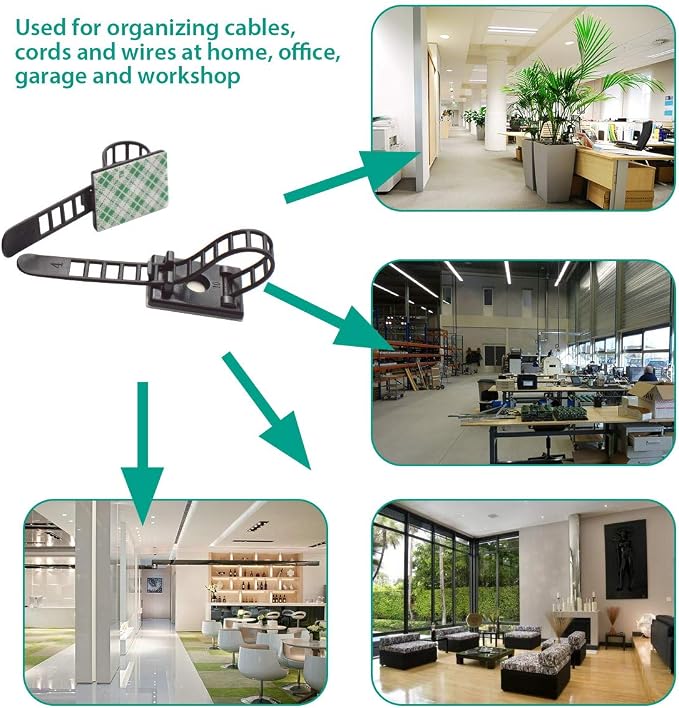 1000 Pieces Cable Management Desk Cord Organizer Cable Ties Wire Fasteners Clips | Bulk 1000-pack for large facilities, installation teams, and recurring cable-management projects across multiple locations.