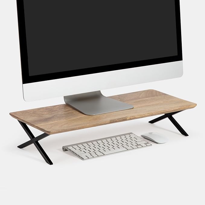Anji Mountain Monitor Stand - Desktop Organizer & Laptop Riser, Ergonomic Monitor Riser, Space-Saving Monitor Stand for Desk, Durable Construction, Easy Assembly, Ideal for Home & Office,Natural