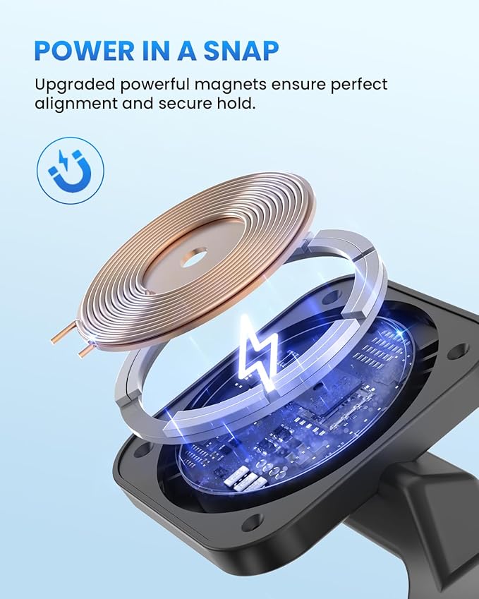 3 in 1 MagSafe Wireless Charger Stand : JoyGeek Foldable Portable Station for iPhone 17 16 15 Plus Air, Apple Watch Series 11 10, AirPods 4 (Black)