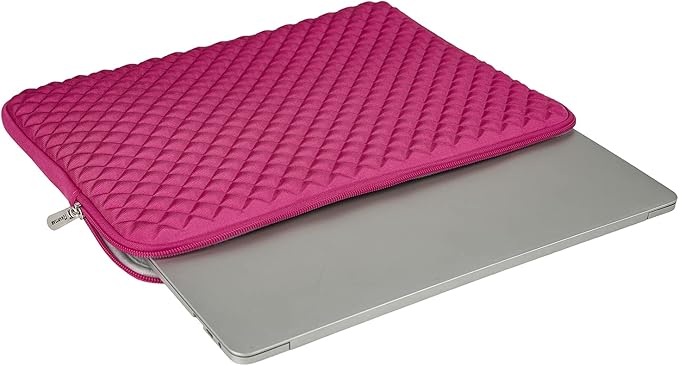 RAINYEAR 15 Inch Laptop Sleeve Diamond Foam Shock Resistant Padded Case Fluffy Lining Carrying Bag Compatible with 15.4" MacBook Pro/Air, Surface Laptop 3/4 15", New XPS 15 Touch (Deep Pink)