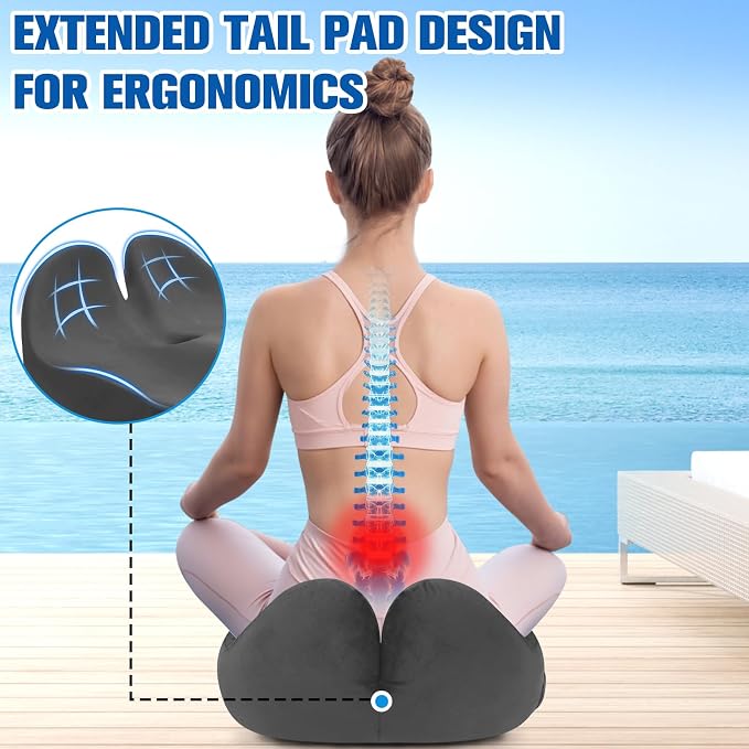 Seat Cushion, Chair Cushions, Memory Foam Office Chair Cushion | Hip & Sciatica & Tailbone Pain Relief, Long Sitting Comfort for Office Chairs/Desk Seats/Wheelchair (X-Large, Grey)