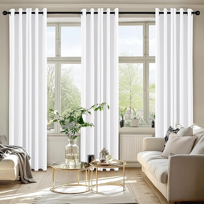 MIULEE Blackout Curtains for Bedroom Living Room 2 Panels, Thermal Insulated Room Darkening Drapes Grommet Noise Reducing Light Blocking Window Treatments 84 Inches Long 40x84 Inch Pure White