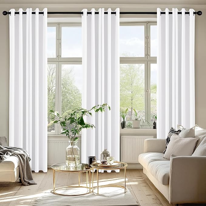 MIULEE Blackout Curtains for Bedroom Living Room 2 Panels, Thermal Insulated Room Darkening Drapes Grommet Noise Reducing Light Blocking Window Treatments 72 Inches Long 40x72 Inch Pure White