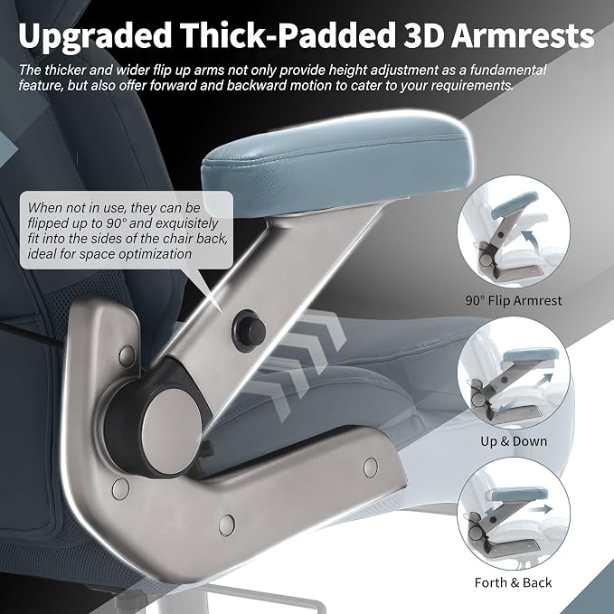 Big and Tall Office Chair 700lbs, Ergonomic High Back Computer Desk Chair | Adjustable Headrest&Lumbar Support, 3D Flip Arms, Large Wheels, Heavy Duty Metal Base, Thick Padded Wide Seat Executive Chair