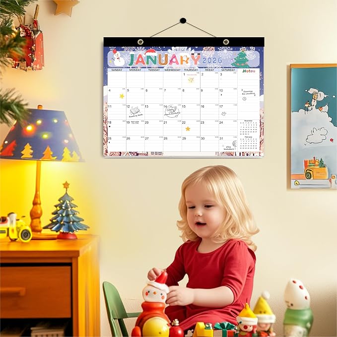 Desk Calendar, Anti Ink Bleed and Transparent Cover, Large Ruled Blocks, 18 Months Calendar, 17" x 12" Large Seasonal Desk Calendar for Home and Office Planning