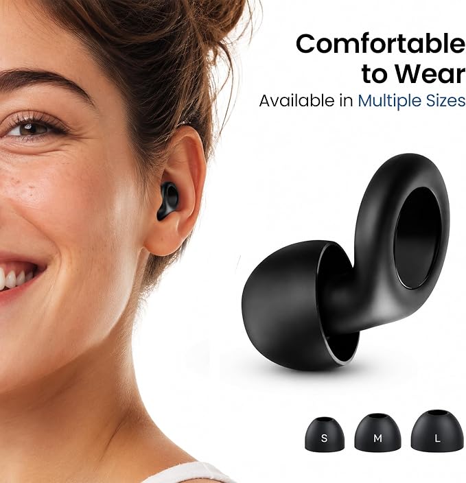 32dB SNR Silicone Noise-Reducing Earplugs, Ultra-Comfy Reusable Ear Plugs for Sleep, Snoring, Focus, Travel & Noise Sensitivity