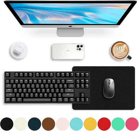 Leather Desk pad Protector, Office Mat, Large Mouse Mat, Non-Slip PU Leather Blotter, Laptop Desk Pad,Waterproof Laptop Computer Desk Keyboard Mat for Office/Work/Home/Decor (Black, 11in*8in)