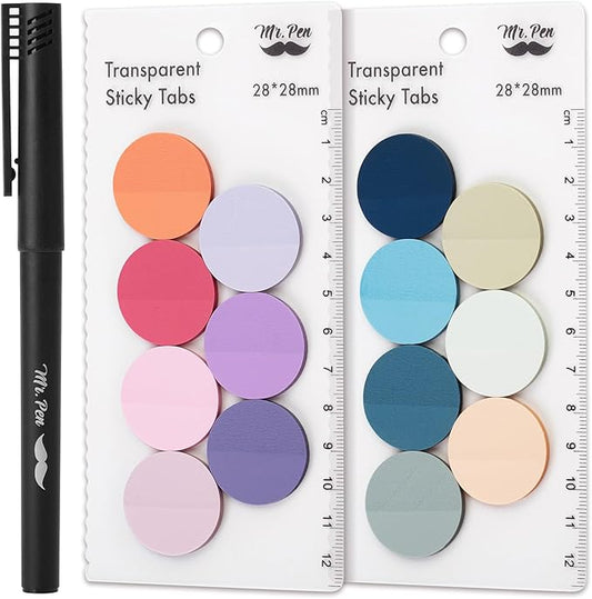 Mr. Pen- Round Transparent Sticky Notes, 560 Pcs, Pastel Colors, Round Translucent Sticky Notes, Stocky Notes for Bible Journaling