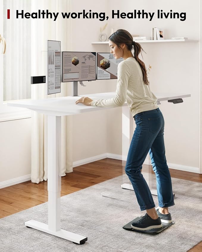 SANODESK Dual Motor Electric Standing Desk 79 x 32 Inches, Height Adjustable Sit Stand Desk with Large Splice Board for Home Office, Computer Workstation, Study & Gaming, White Frame/White Top