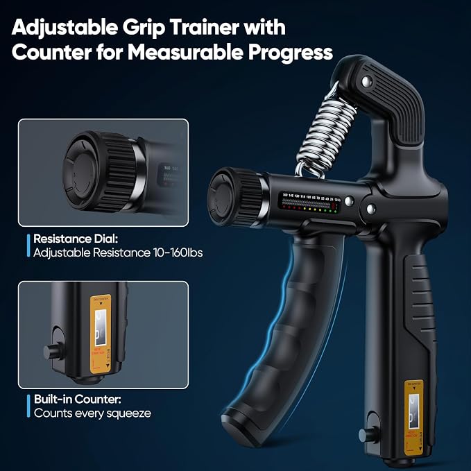 FitBeast Grip Strength Trainer Kit, Digital Grip Strength Tester with Adjustable Hand Gripper Strengthener & Finger Exerciser, Track Progress for Fitness, Rehab & Strength Building (Advanced 3-in-1 Kit)
