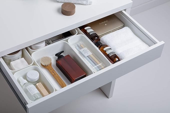 TATAY Storage Basket Baobab Drawer Organisation Elegant Functional Design | Storage Basket Household | Dimensions 11.3x17x5.6 cm | BPA-Free Material | Home and Office Organisation, Grey